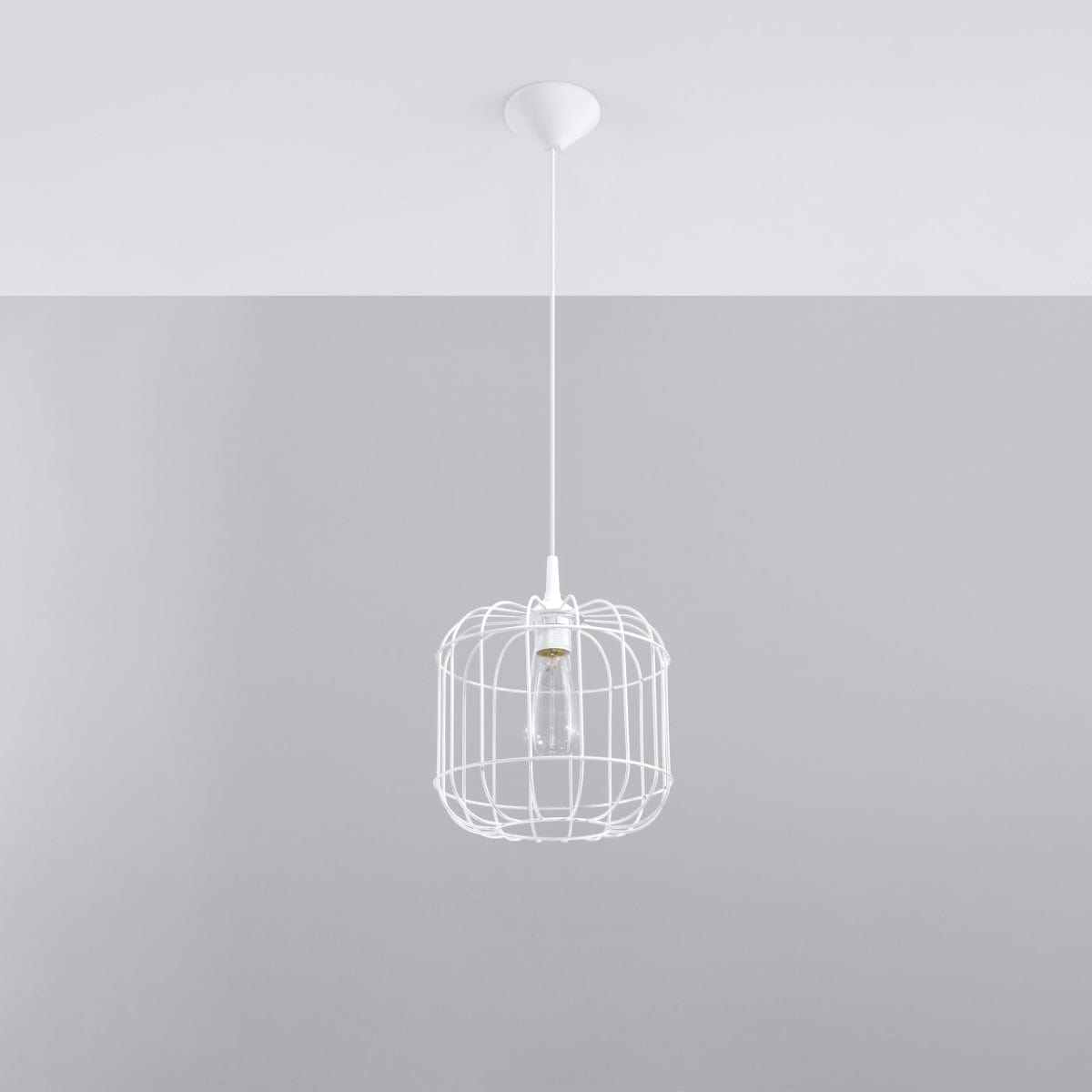 Pendellampa Celta Vit - Modern Geometrisk Design - Justerbar Hänghöjd - Utbytbar E27-lampa - Elegant och Mångsidig Belysningslösning