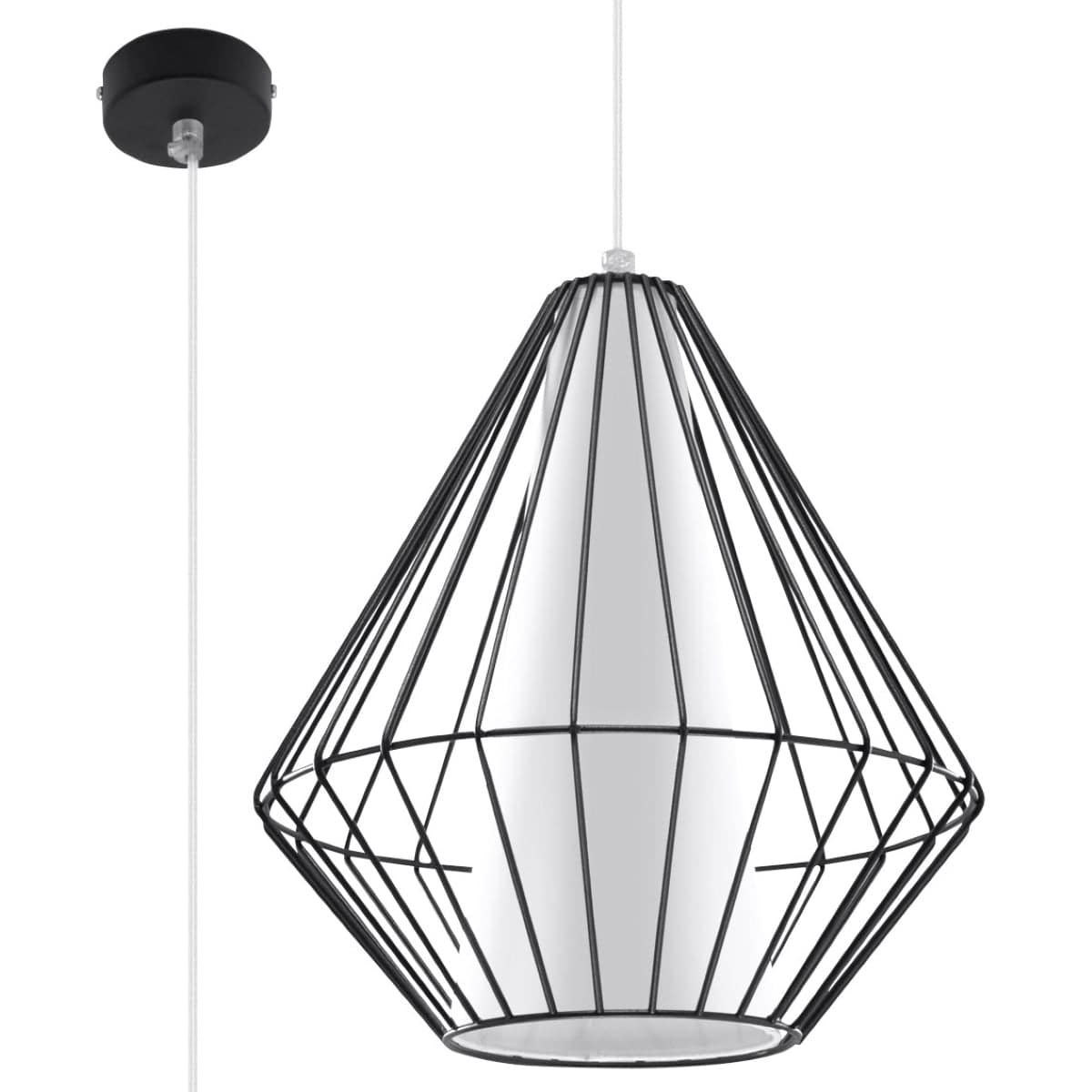 Pendellampa Demi Black - Geometrisk designerpendel - Justerbar höjd - Minimalistisk modern stil - Utbytbart E27-ljuskälla - Funktionell och elegant