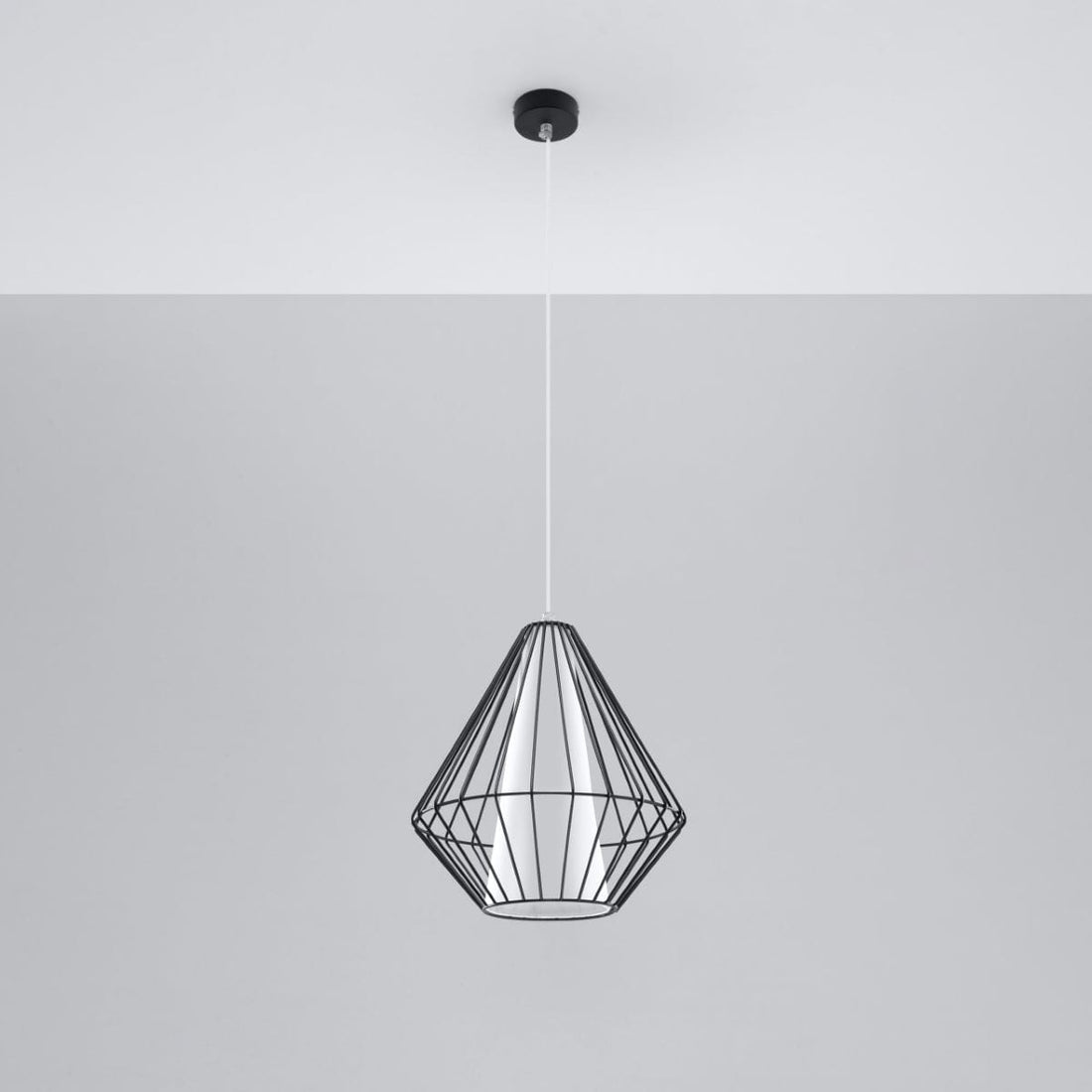 Pendellampa Demi Black - Geometrisk designerpendel - Justerbar höjd - Minimalistisk modern stil - Utbytbart E27-ljuskälla - Funktionell och elegant