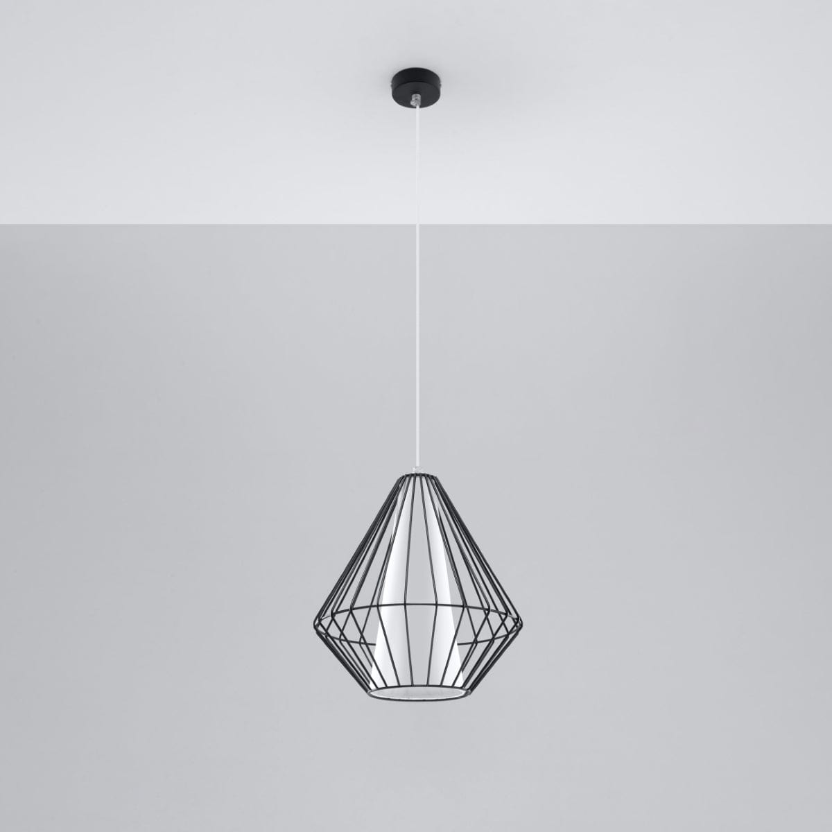 Pendellampa Demi Black - Geometrisk designerpendel - Justerbar höjd - Minimalistisk modern stil - Utbytbart E27-ljuskälla - Funktionell och elegant