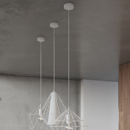 Pendellampa Demi Vit - Modern Designer Hängande Lampa - Justerbar Höjd - Geometrisk Ram Skugga - Utbytbar E27 Glödlampa - Stilig &amp; Mångsidig