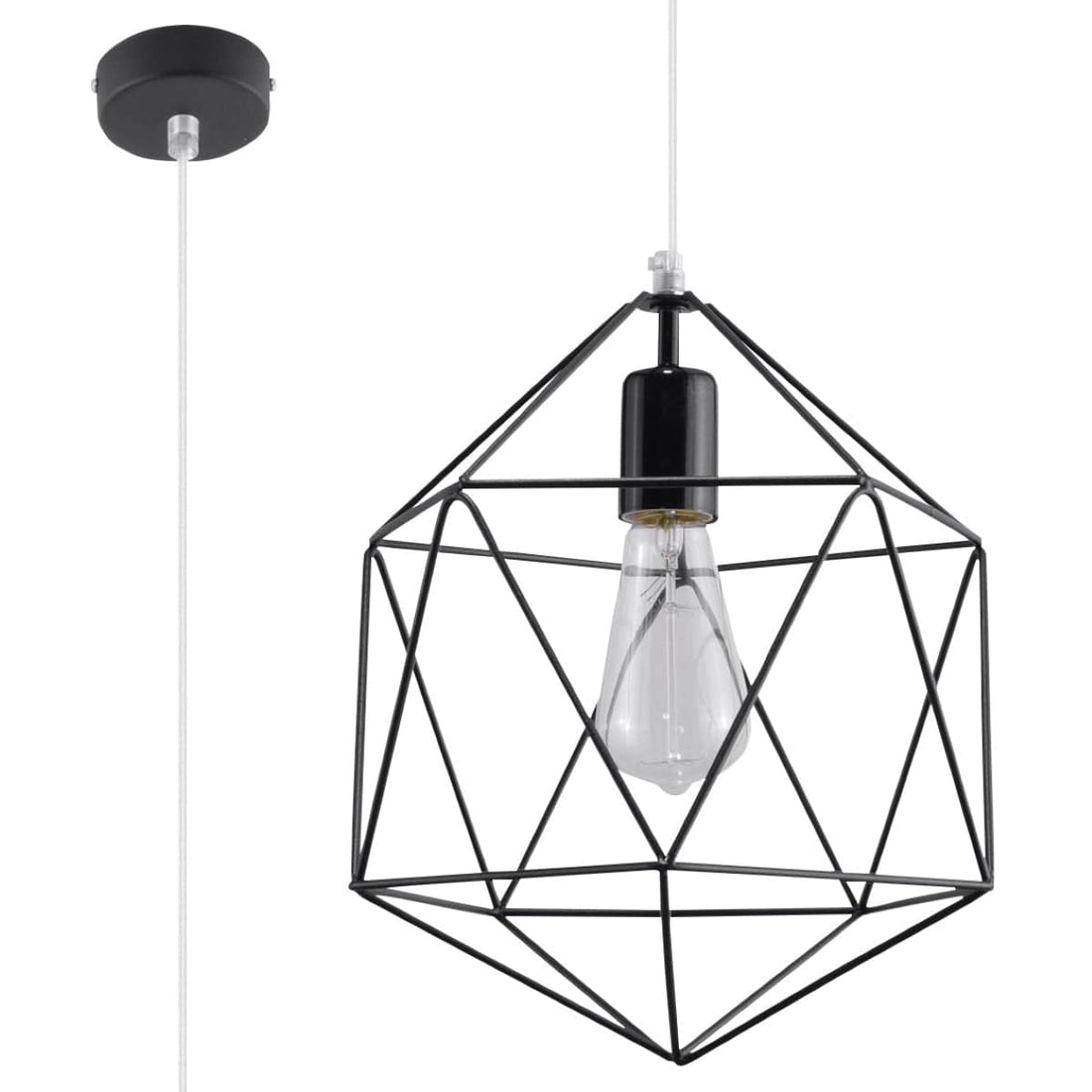 Pendellampa Gaspare Svart - Designer Geometrisk Pendellampa - Justerbar Upphängningshöjd - Universell Design - Utbytbar E27 Lampa