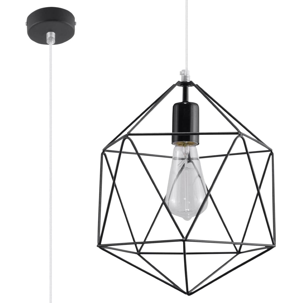 Pendellampa Gaspare Svart - Designer Geometrisk Pendellampa - Justerbar Upphängningshöjd - Universell Design - Utbytbar E27 Lampa