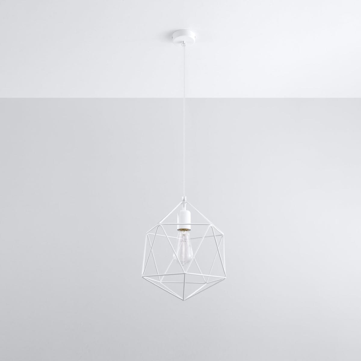 Pendantlampa Gaspare Vit - Designer Geometrisk Pendantlampa - Justerbar Upphängningshöjd - Universell Design - Utbytbart E27 Lampa