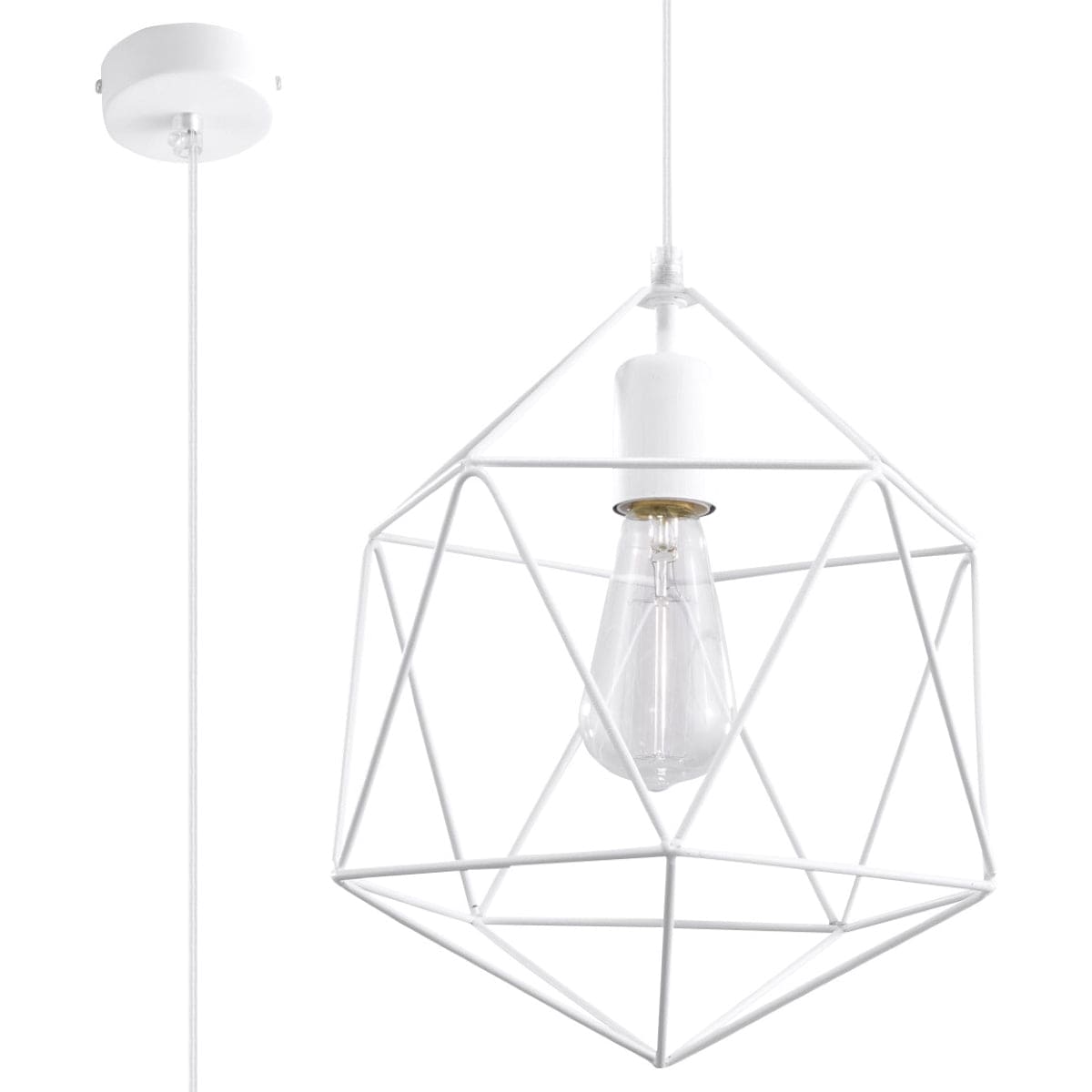 Pendantlampa Gaspare Vit - Designer Geometrisk Pendantlampa - Justerbar Upphängningshöjd - Universell Design - Utbytbart E27 Lampa