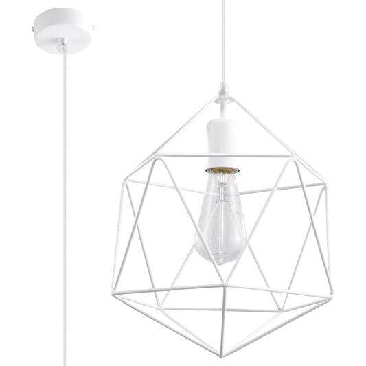 Pendantlampa Gaspare Vit - Designer Geometrisk Pendantlampa - Justerbar Upphängningshöjd - Universell Design - Utbytbart E27 Lampa