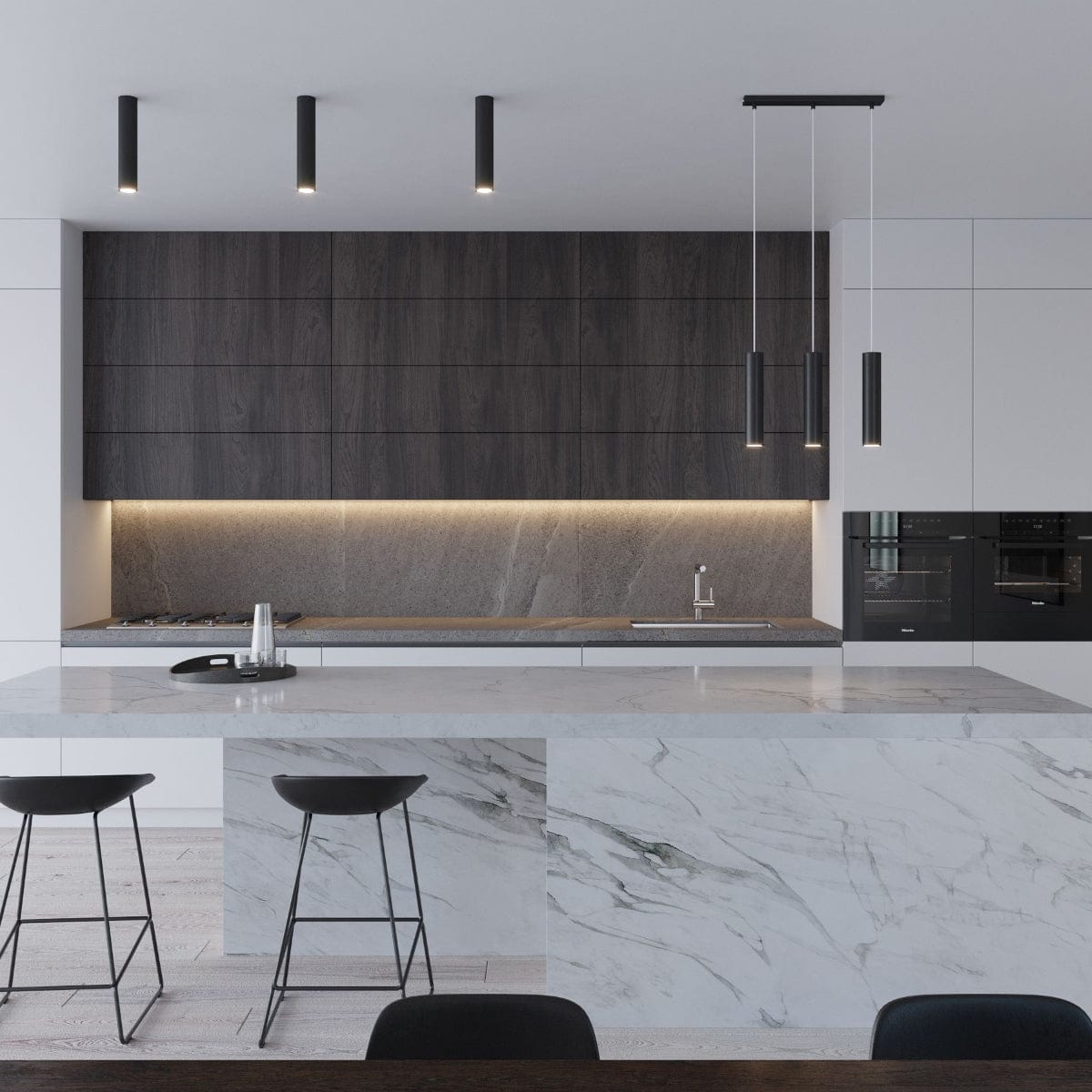 Pendellampa Lagos 1 Svart - Minimalistisk Metallhängande Lampa - Justerbar Höjd - GU10 Lampa Kompatibel - Hållbar Pulverlackerad Stålskärm