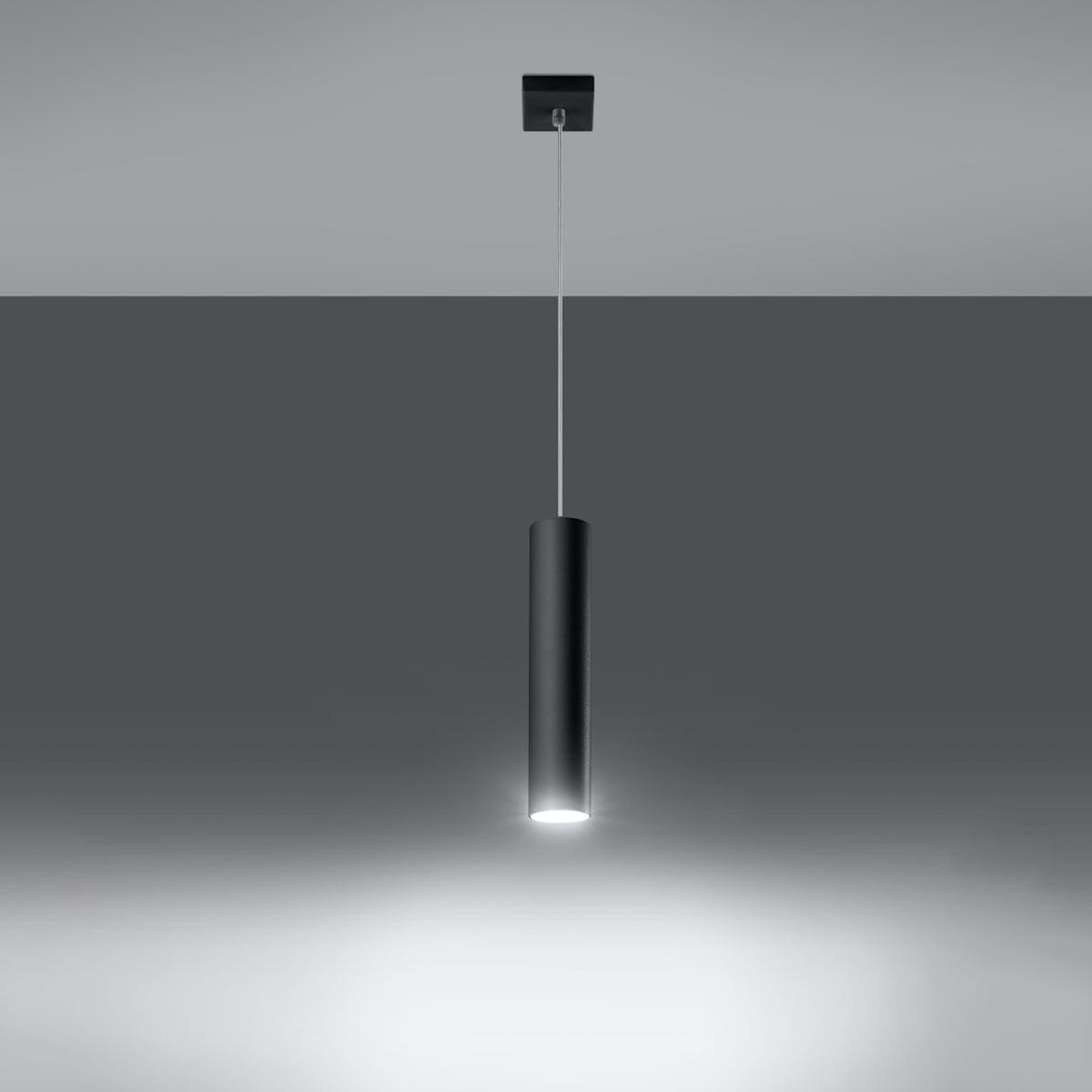 Pendellampa Lagos 1 Svart - Minimalistisk Metallhängande Lampa - Justerbar Höjd - GU10 Lampa Kompatibel - Hållbar Pulverlackerad Stålskärm