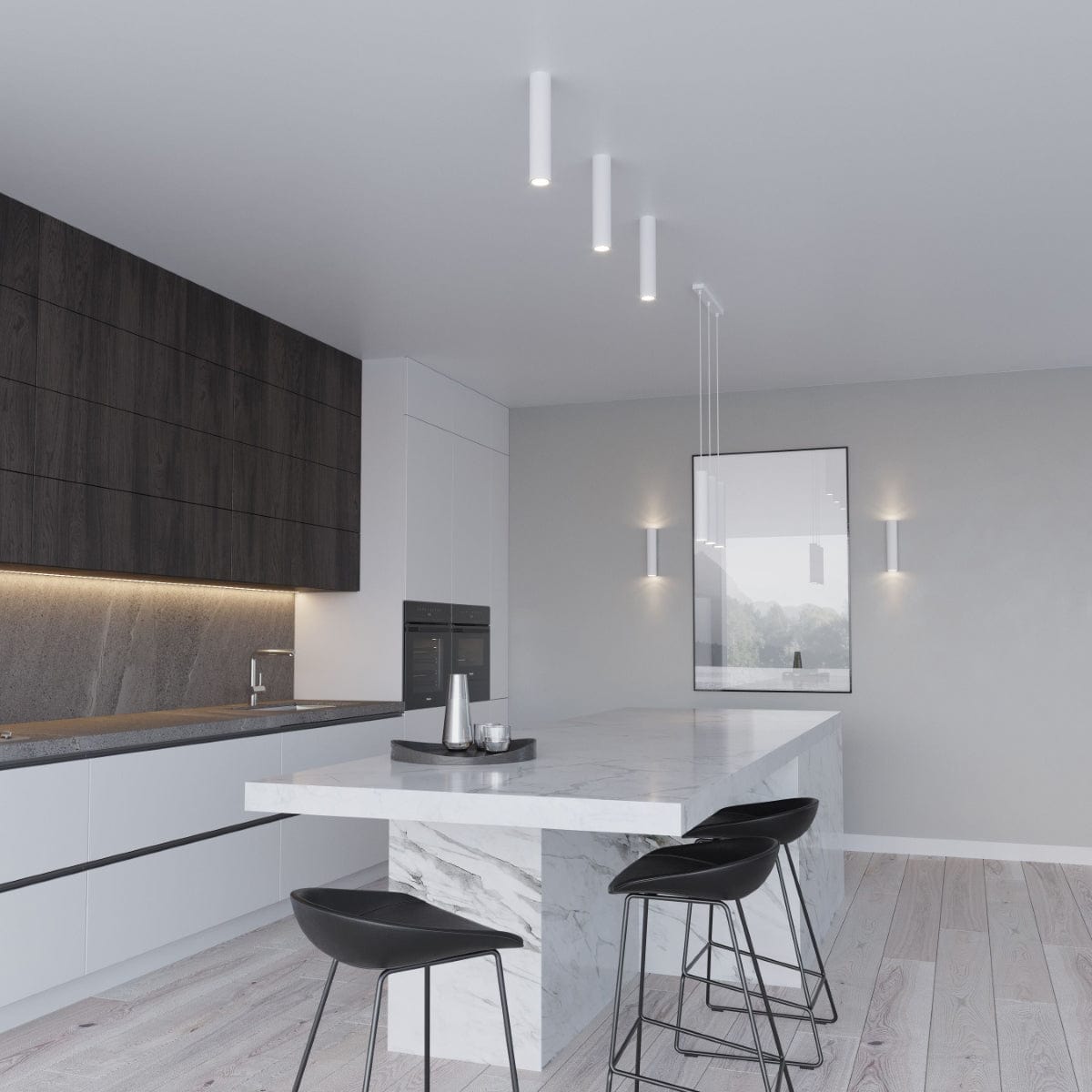 Pendellampa Lagos 1 Vit - Minimalistisk Hängande Lampa - Justerbar Höjd - GU10 Lampa Kompatibel - Hållbar Pulverlackerad Stålskärm