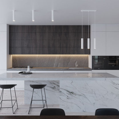 Pendellampa Lagos 1 Vit - Minimalistisk Hängande Lampa - Justerbar Höjd - GU10 Lampa Kompatibel - Hållbar Pulverlackerad Stålskärm