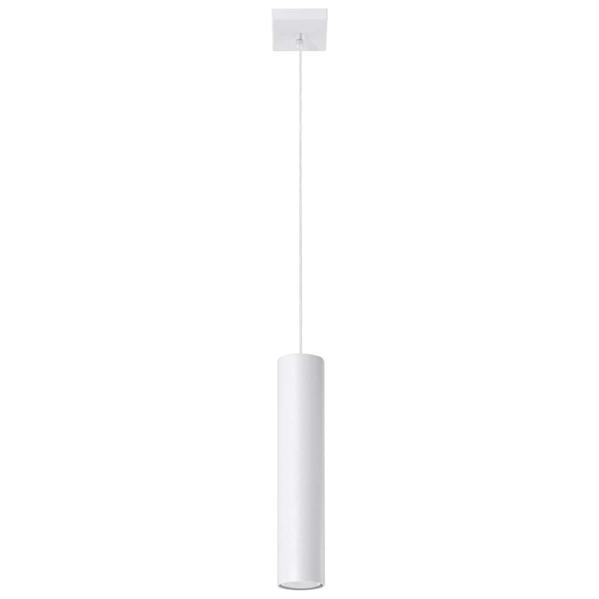 Pendellampa Lagos 1 Vit - Minimalistisk Hängande Lampa - Justerbar Höjd - GU10 Lampa Kompatibel - Hållbar Pulverlackerad Stålskärm