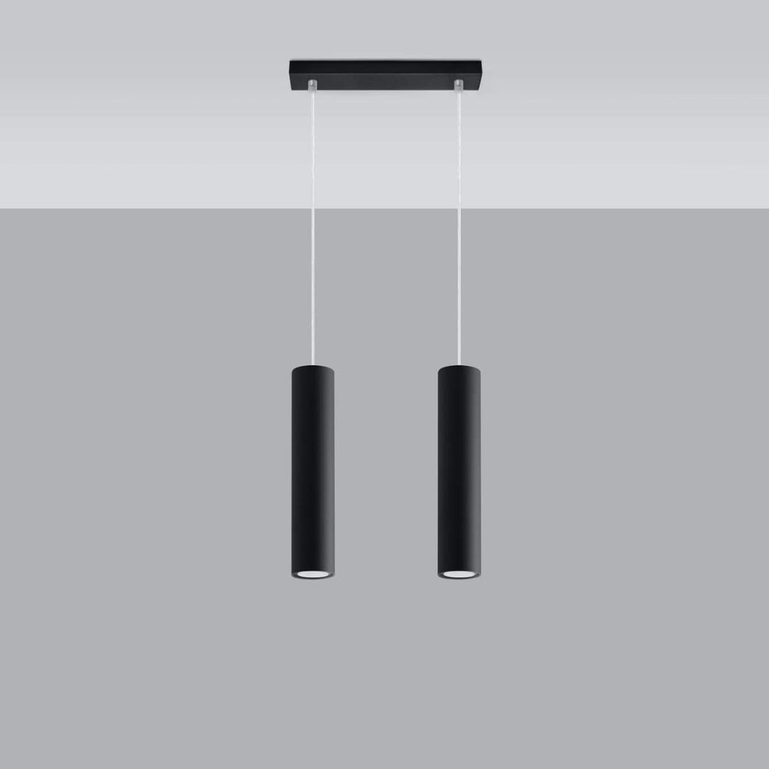 Pendellampa Lagos 2 Svart - Modern Hängande Lampa - Justerbar Höjd - GU10 Glödlampa Kompatibel - Hållbar Pulverlackerad Stålskärm