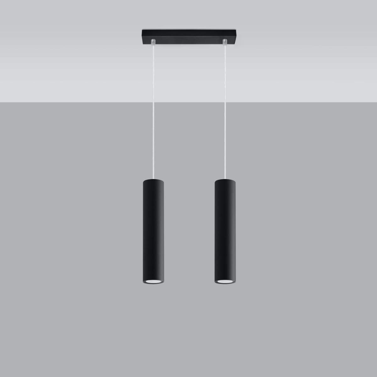 Pendellampa Lagos 2 Svart - Modern Hängande Lampa - Justerbar Höjd - GU10 Glödlampa Kompatibel - Hållbar Pulverlackerad Stålskärm