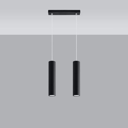 Pendellampa Lagos 2 Svart - Modern Hängande Lampa - Justerbar Höjd - GU10 Glödlampa Kompatibel - Hållbar Pulverlackerad Stålskärm