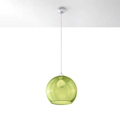 Pendellampa Stål Glas Boll minimalisk Design E27
