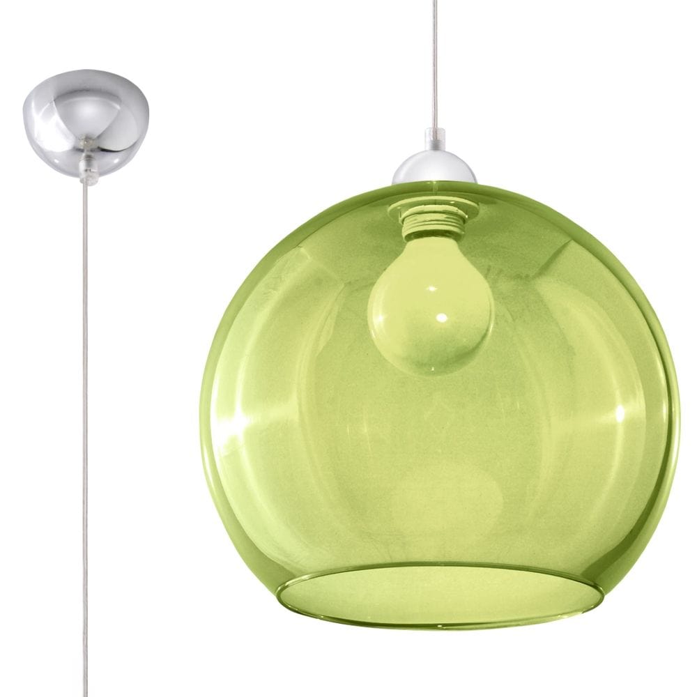 Pendellampa Stål Glas Boll minimalisk Design E27