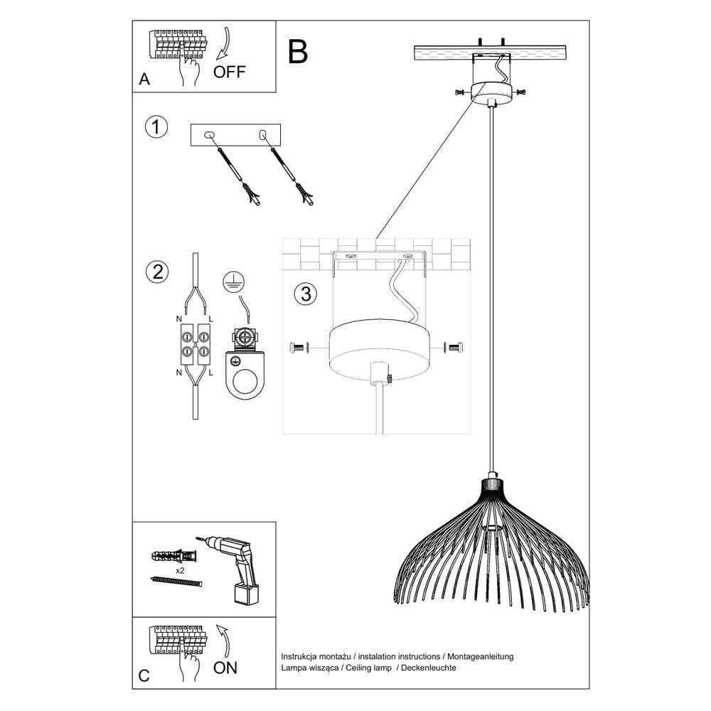 Hängande lampa stål Umb industriell design E27