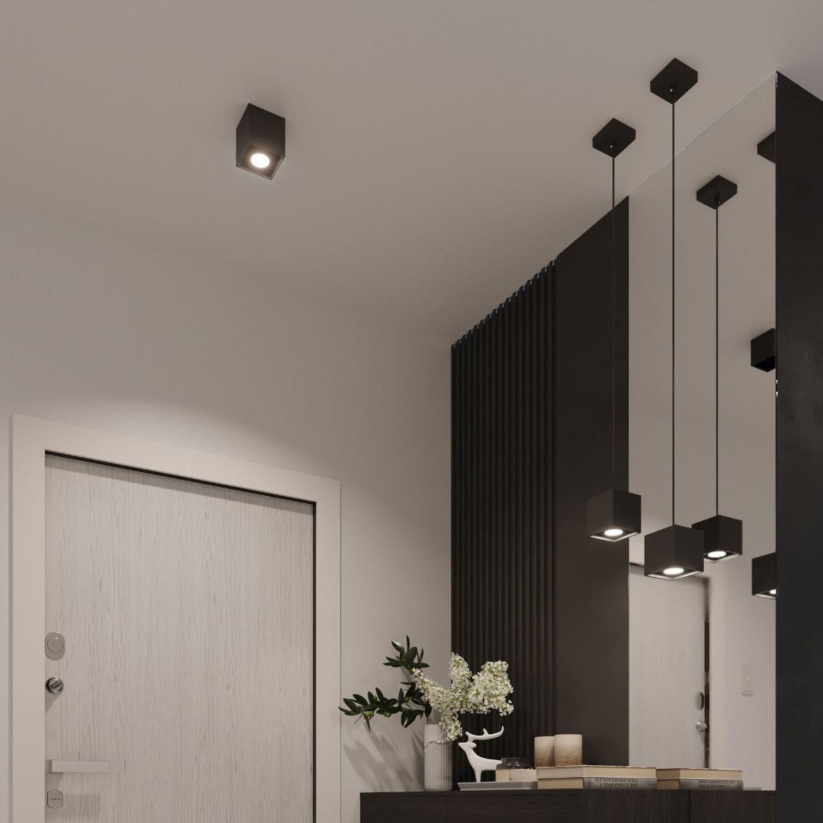 Quad Black Ceiling/Wall Lamp - Modern Cylindrical Design - LED - Aluminium