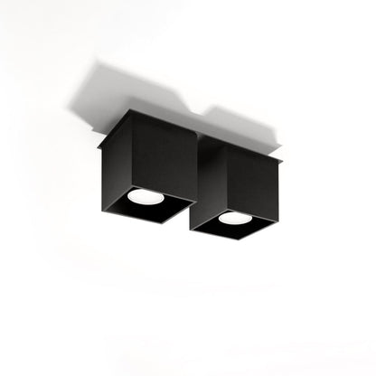 Quad Black Wall Lamp - Dual GU10 Lights - Modern Aluminum Design - 26x11x12 cm