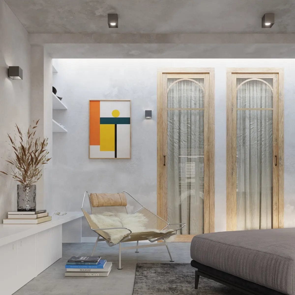 QUAD Taklampa 1 Antracit - Minimalistisk Design - Lätt att Rengöra - Snabb Installation - Hög Hållbarhet - Utbytbara GU10 Ligor - Flera Färg- och Texturalternativ