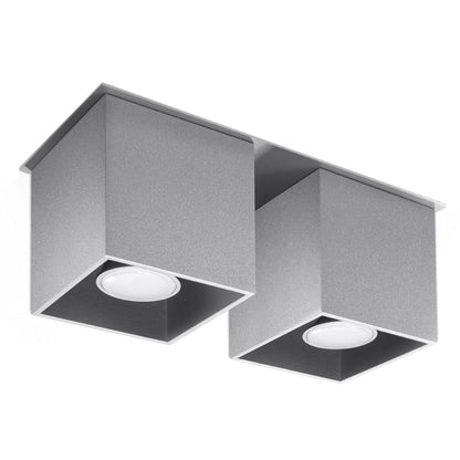 Quad Grey Vägglampa - Dubbel GU10 Ljus, Modern Aluminium Design, 26x11x12 cm