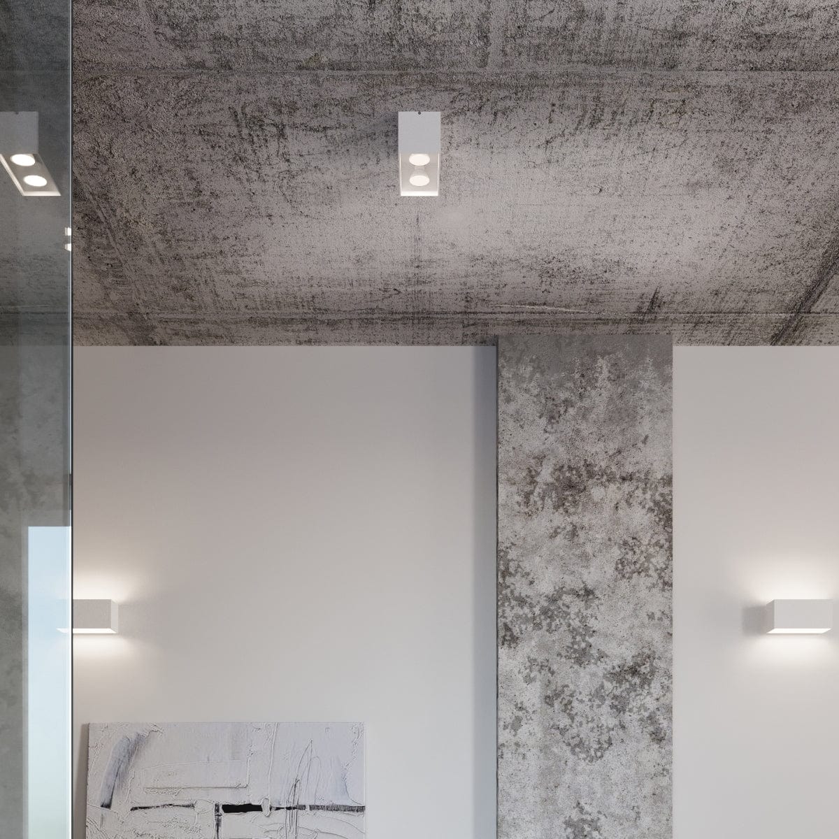 QUAD MAXI Taklampa - Vit - Modern Aluminiumdesign - Utbytbar GU10 Lampa - Minimalistisk Stil - Ytmontering - Lätt att Rengöra