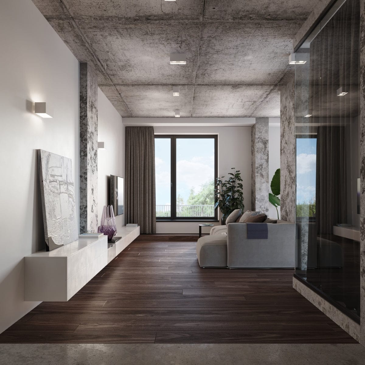 QUAD MAXI Taklampa - Vit - Modern Aluminiumdesign - Utbytbar GU10 Lampa - Minimalistisk Stil - Ytmontering - Lätt att Rengöra