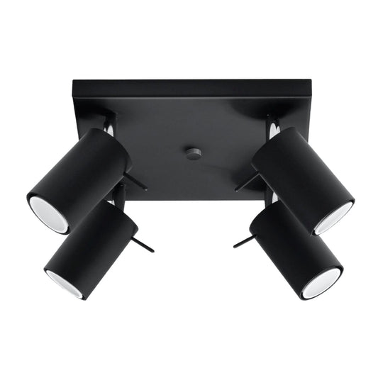 Ring Quad Black Spotlight - Justerbar Modern Stål Taklampa - 25x25x16 cm