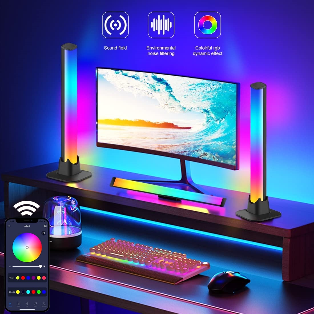 LED-ljusrör med musik synk-kontroll
