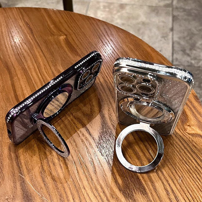 Telefonfodral med spegel magnetisk stativ glitter