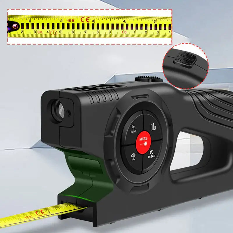 Royallure 3-i-1 Digital Laser Mätare – Måttband, Laser & Krysslinje, Bakgrundsbelyst LCD