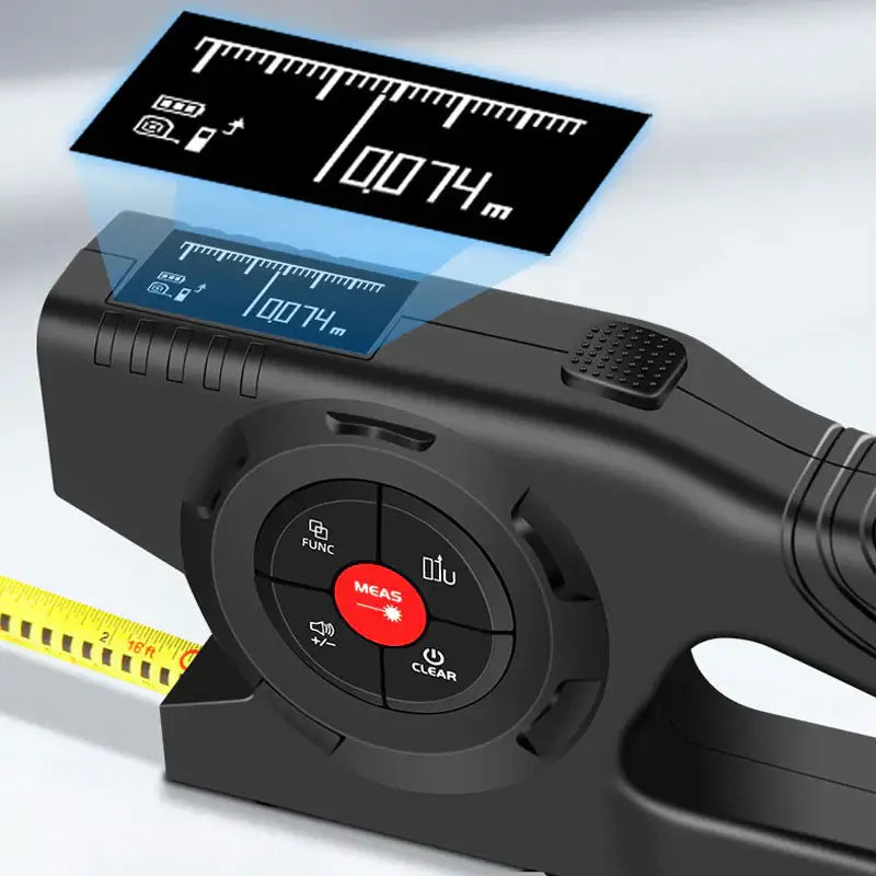 Royallure 3-i-1 Digital Laser Mätare – Måttband, Laser & Krysslinje, Bakgrundsbelyst LCD