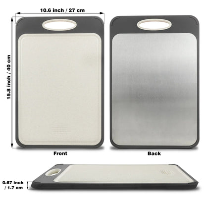 Hygienisk rostfritt stål skärbräda med halkfri handtag för precis skärning