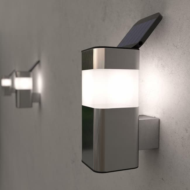 Vägglampa rostfritt stål solenergi utomhuslampa