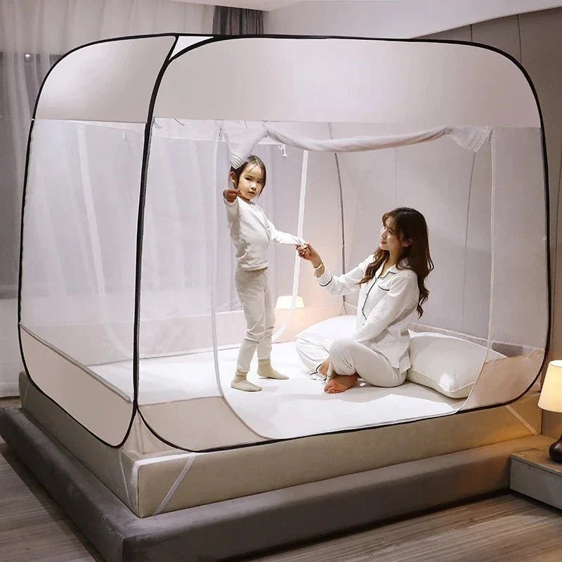 Stjärnig Grå Myggnät - Insektskydd utan installation för avslappnande nätter inomhus och utomhus