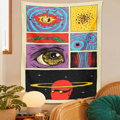 Stjärnig Himmel Psykedelisk Tapestry Vägghängning 100% Polyester