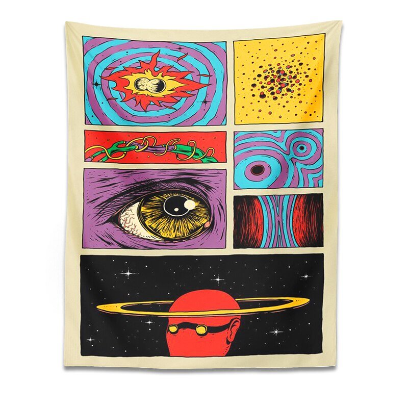 Stjärnig Himmel Psykedelisk Tapestry Vägghängning 100% Polyester