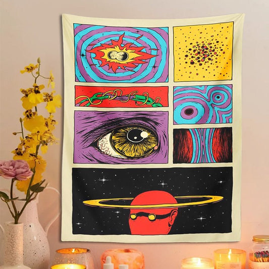 Stjärnig Himmel Psykedelisk Tapestry Vägghängning 100% Polyester