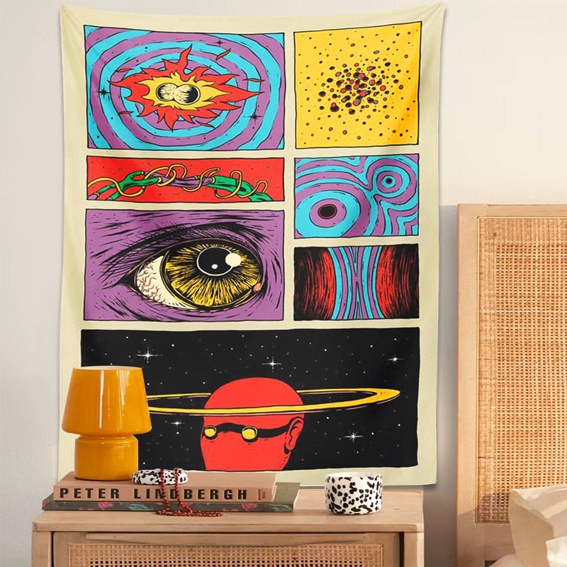 Stjärnig Himmel Psykedelisk Tapestry Vägghängning 100% Polyester