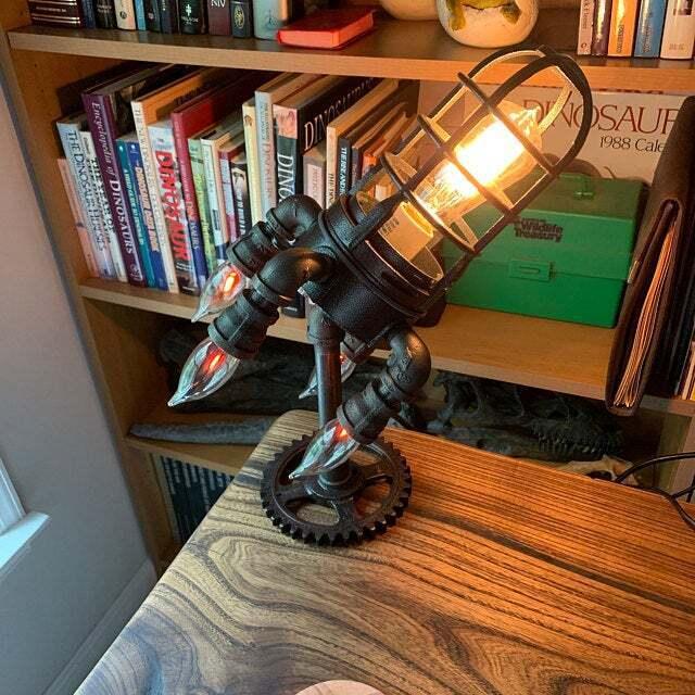 RocketGlow - Handgjord Steampunk raketlampa med antik Edison glödlampa