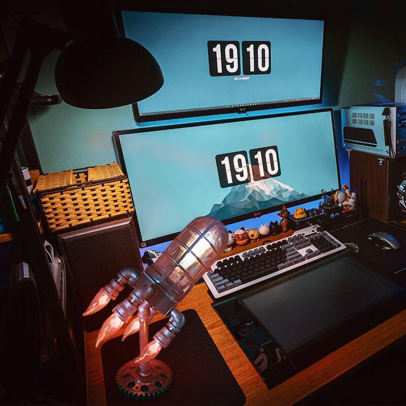 RocketGlow - Handgjord Steampunk raketlampa med antik Edison glödlampa