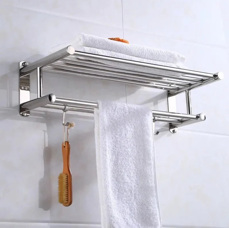 SteelRack Rostfritt stål handdukhållare - Platsbesparande väggfäste med modern, minimalistisk design för badrum och kök
