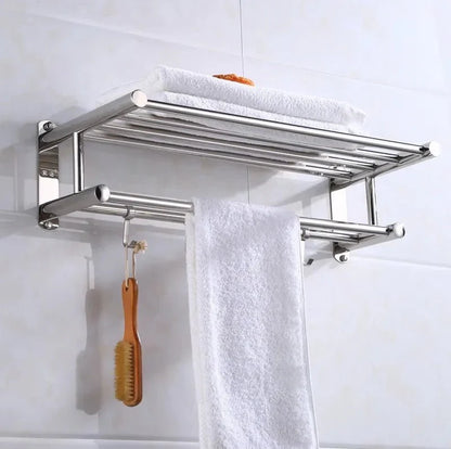 SteelRack Rostfritt stål handdukhållare - Platsbesparande väggfäste med modern, minimalistisk design för badrum och kök