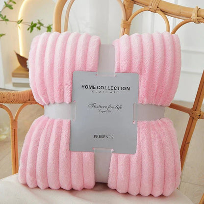 STRIPESNUG – Bred flanell-fleece-filt med randigt mönster