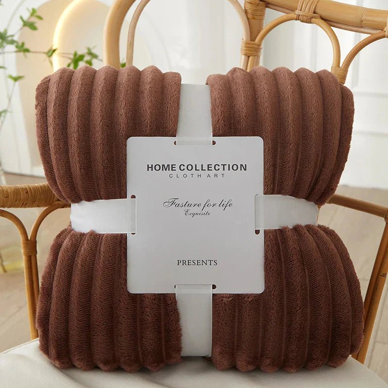 STRIPESNUG – Bred flanell-fleece-filt med randigt mönster