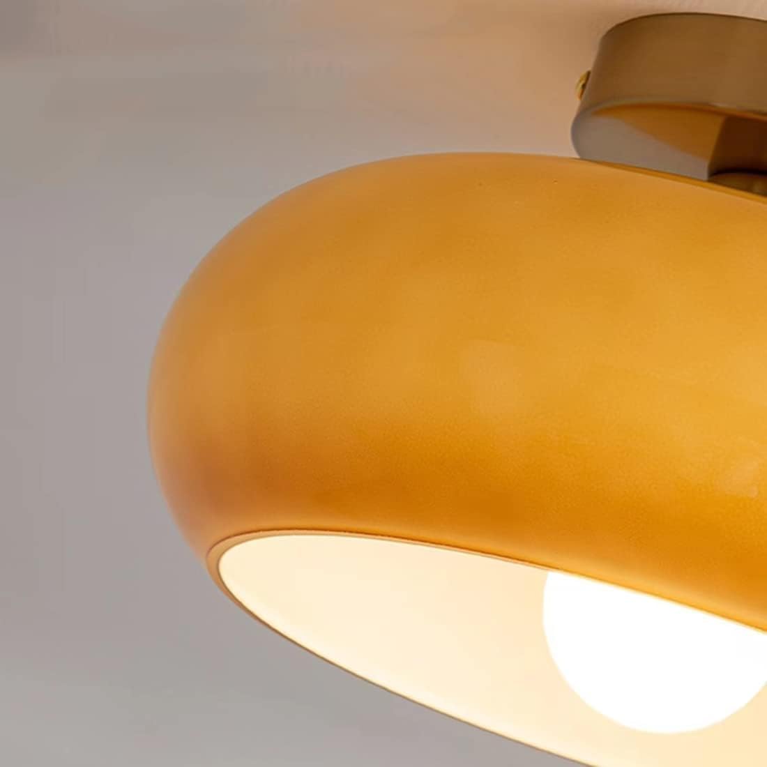 LED Taklampa med trä- och glasnyans