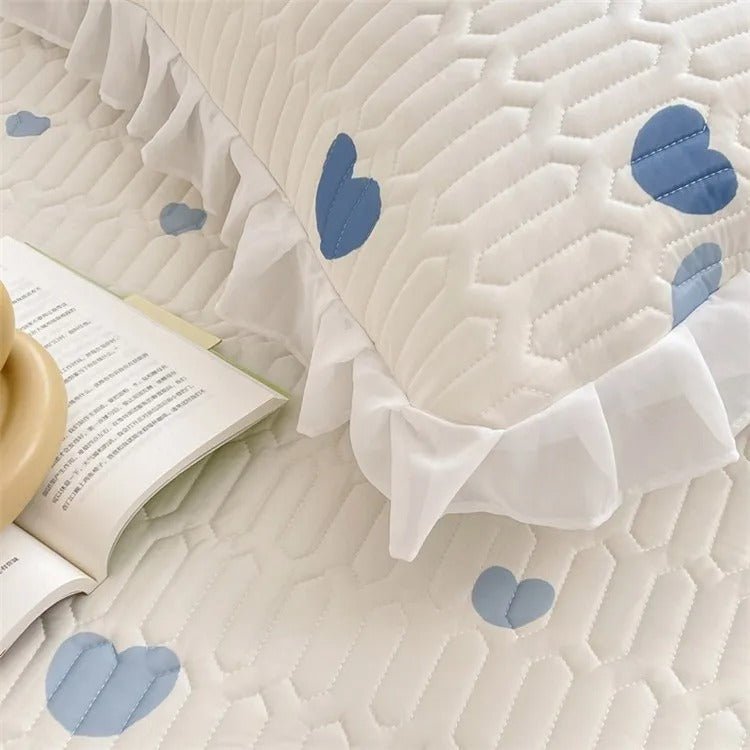 Ice Silk Latex Madrassset - Spetsstil Ice Silk Matta, Sängklädsel, Kjolstil, Halkskydd Fast Madrass Skyddande Täckning