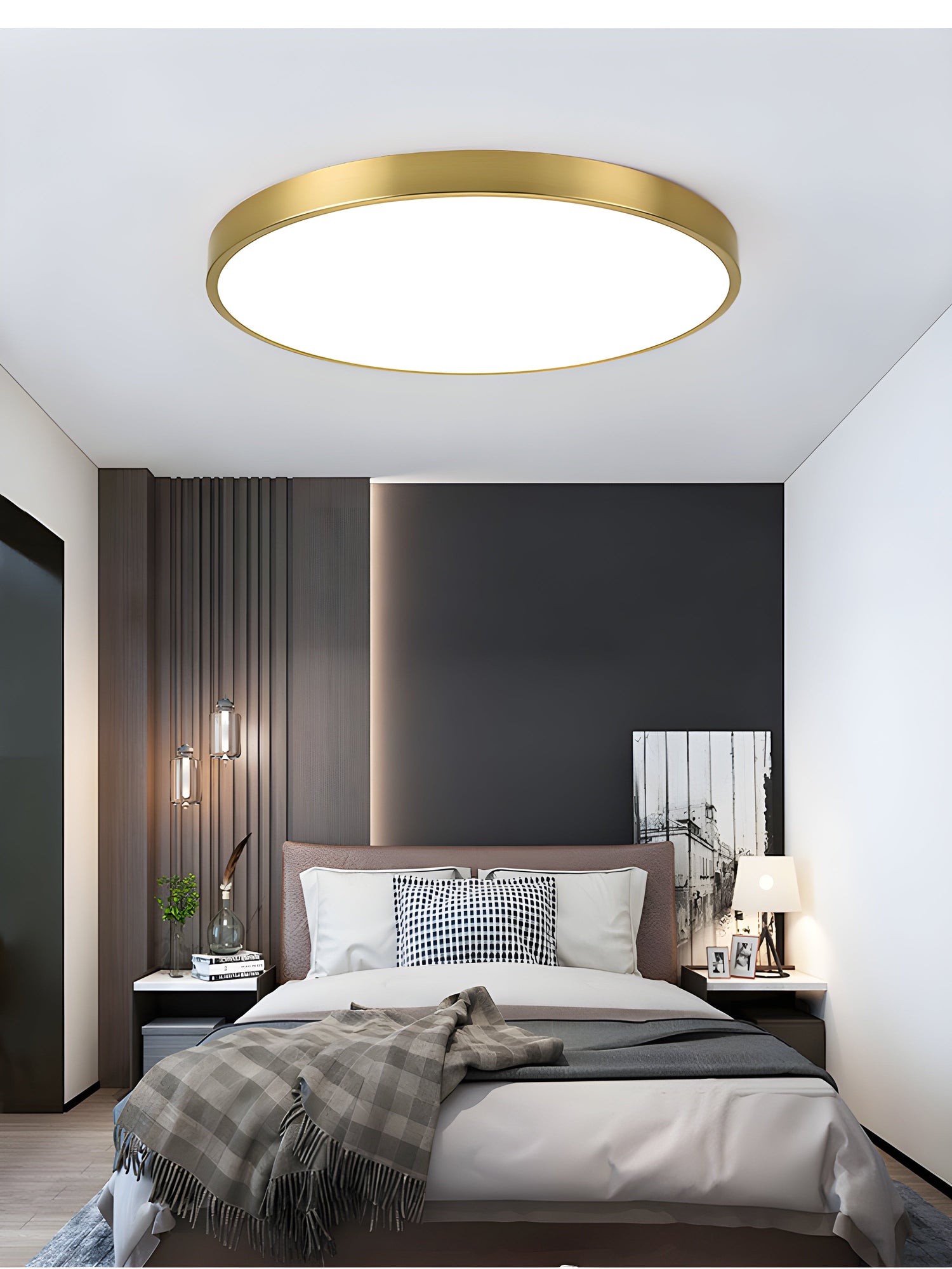 Ytmonterad ultratunn guld LED taklampa