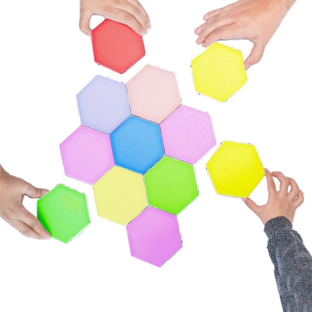 Interaktiva sexkantiga LED-paneler med RGB-färgkontroll och musiksynkronisering