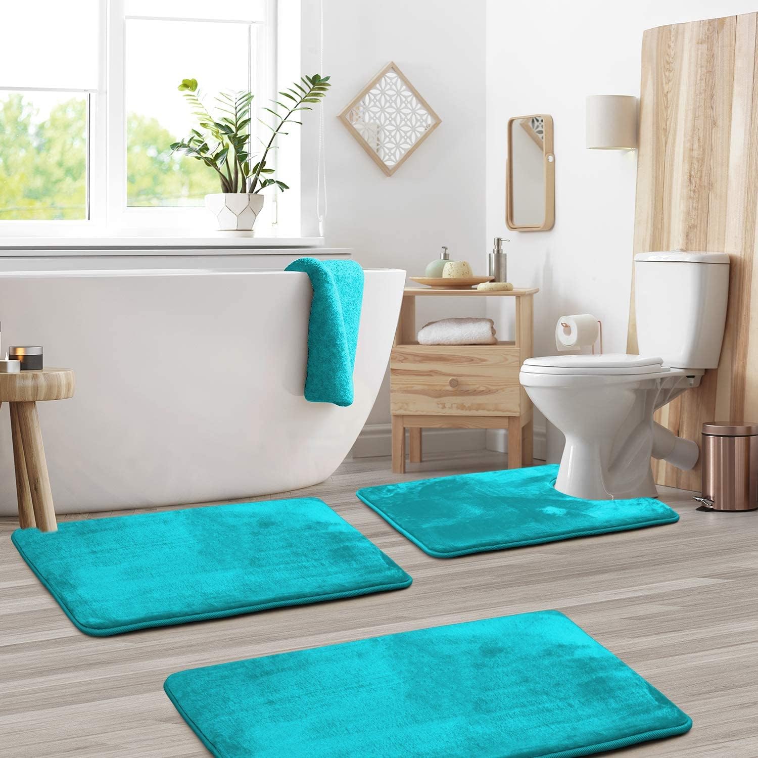 Ultra Soft Velvet Memory Foam Badmattsätt – 3PCS Lyxiga Badrumsmattor